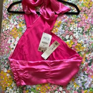 Zara satin cross neck crop